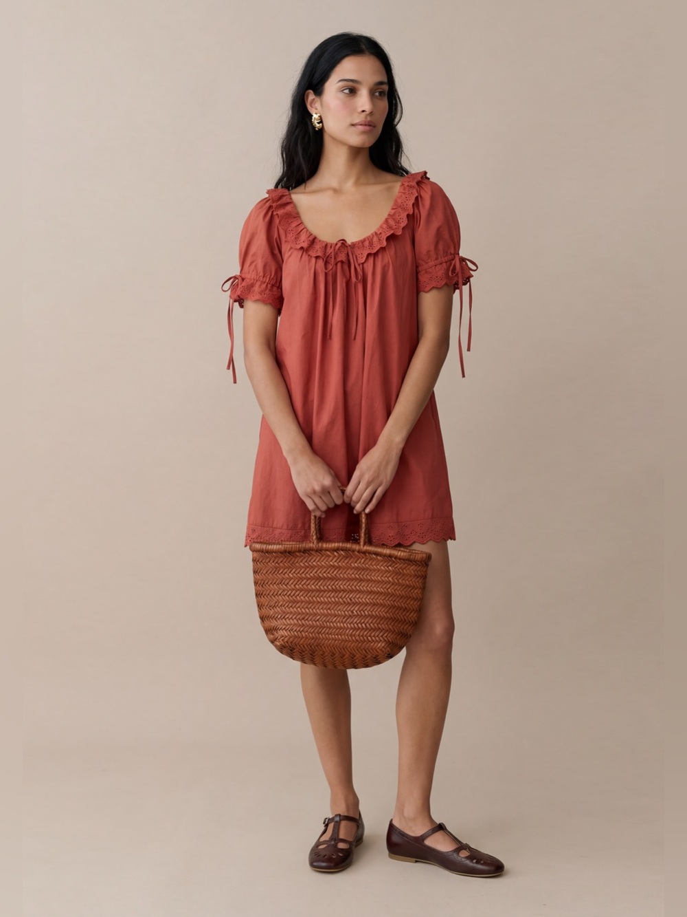 NWT Few Moda Juliet Cotton Dress size Small S Rust mini Kourt